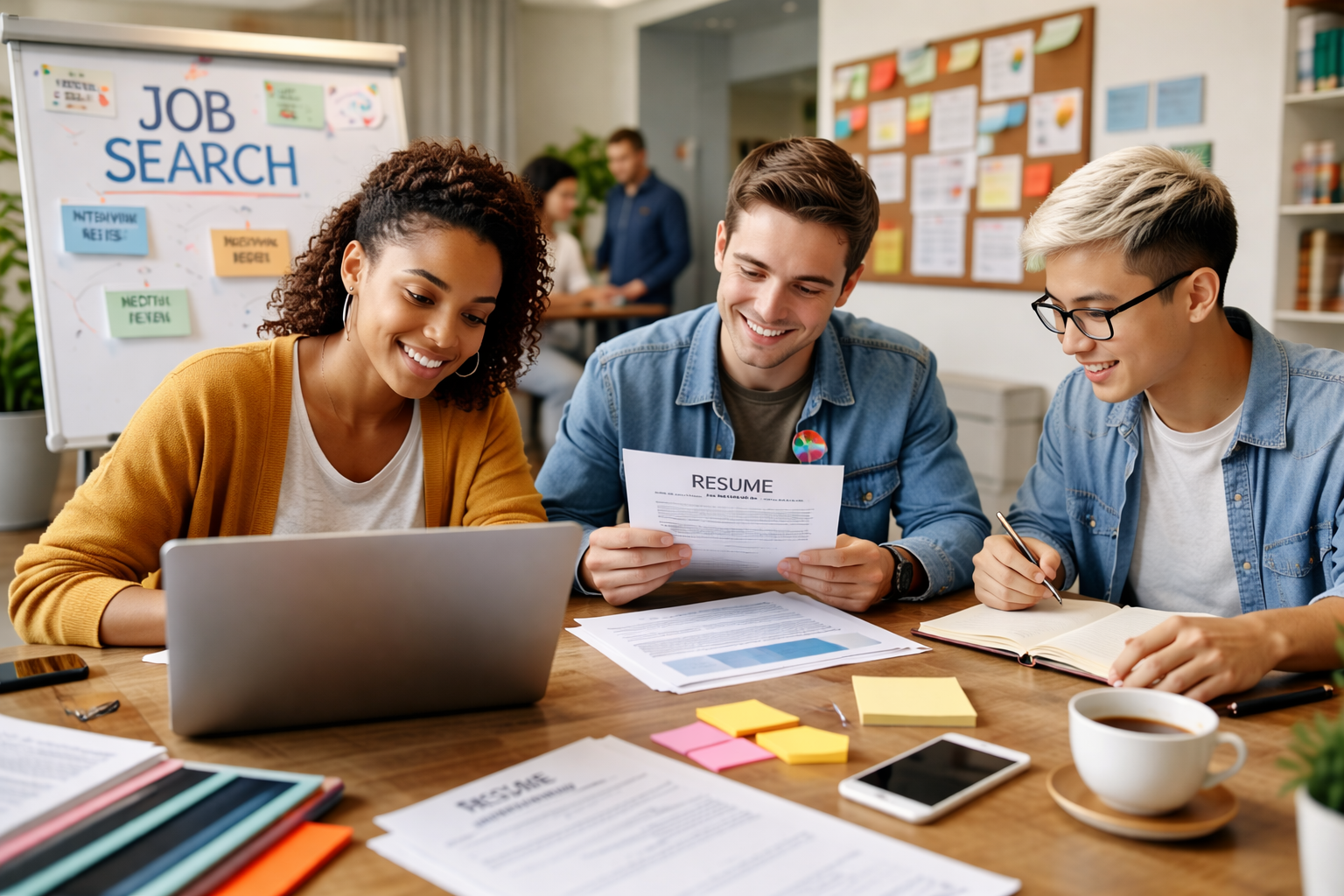 Picture of 3 people searching for a job